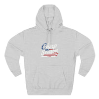 Patriotic 'Puck Off Canada' Fleece Hoodie — USA Flag Graphic Pullover Printify
