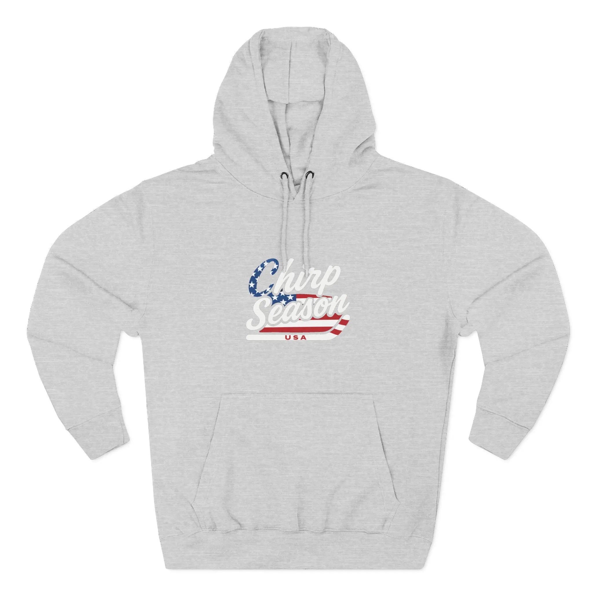 Patriotic 'Puck Off Canada' Fleece Hoodie — USA Flag Graphic Pullover