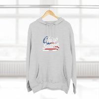 Patriotic 'Puck Off Canada' Fleece Hoodie — USA Flag Graphic Pullover Printify