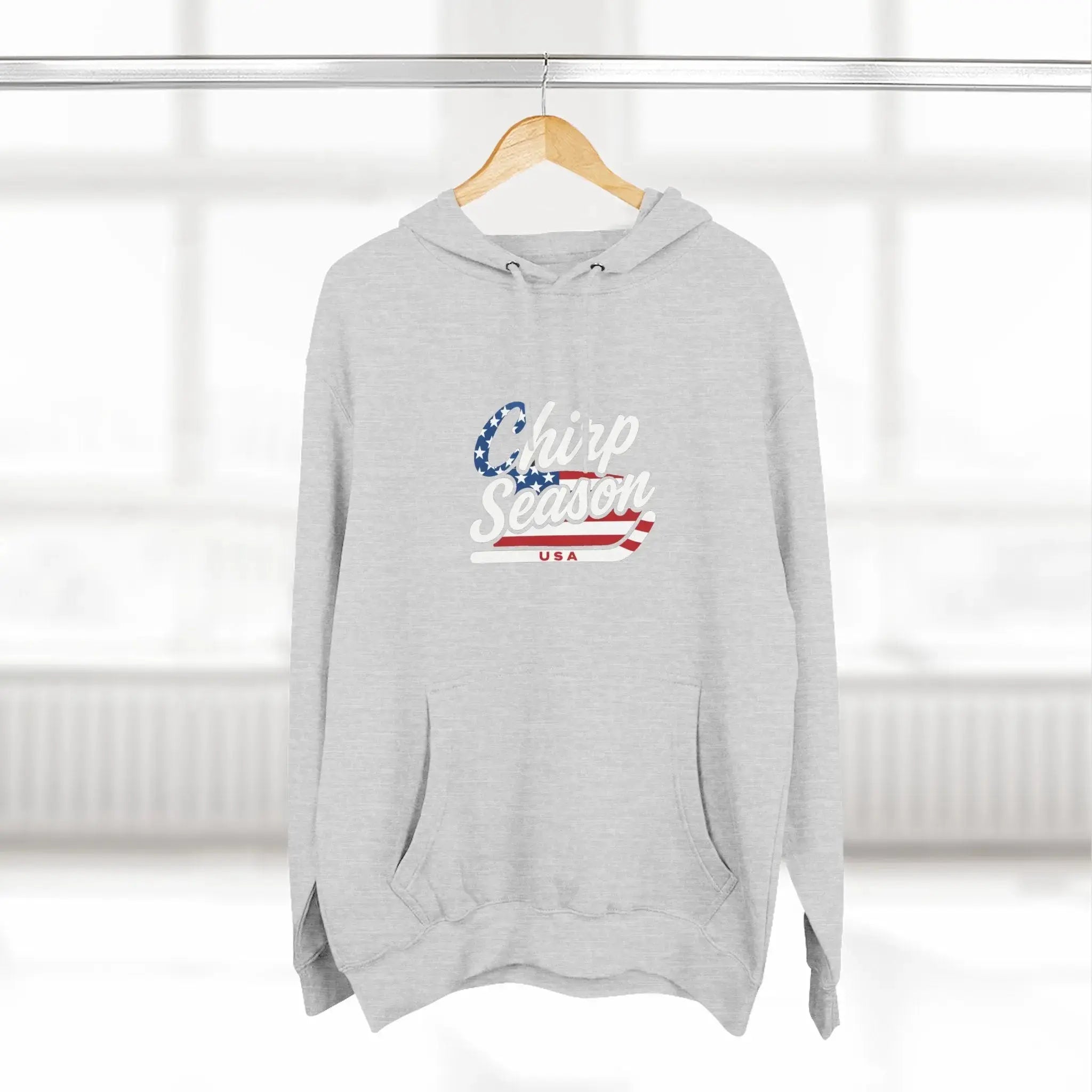 Patriotic 'Puck Off Canada' Fleece Hoodie — USA Flag Graphic Pullover Printify