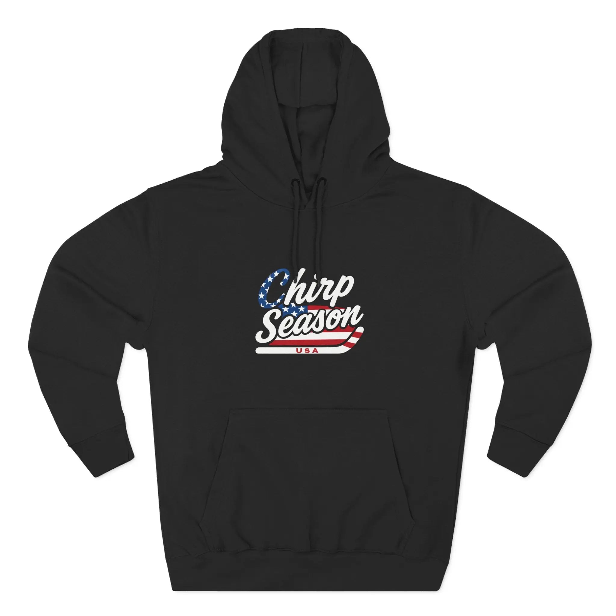 Patriotic 'Puck Off Canada' Fleece Hoodie — USA Flag Graphic Pullover