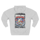 Patriotic 'Puck Off Canada' Fleece Hoodie — USA Flag Graphic Pullover Printify