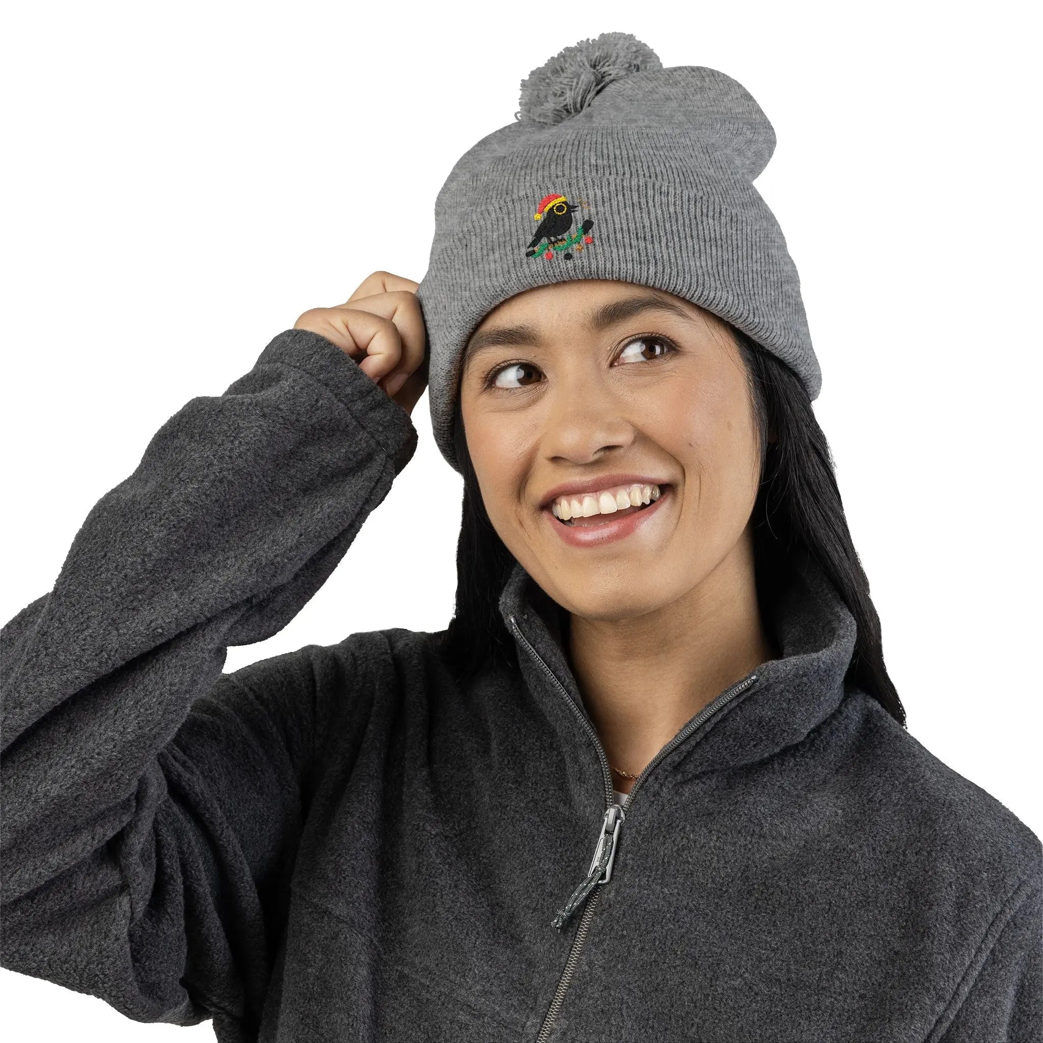 Copy of Embroidered Pom-Pom Knit Beanie — Cozy Winter Hat with Subtle Logo